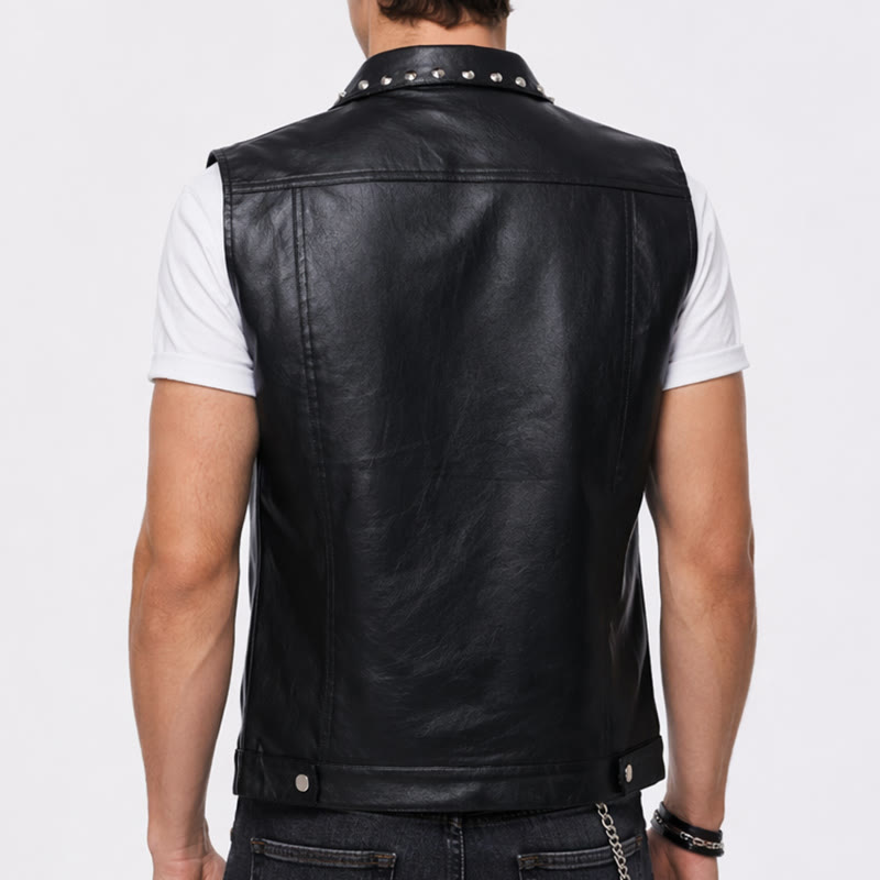 Punk-Rock-Biker-Weste aus Kunstleder mit Nieten, ärmellos - image 2