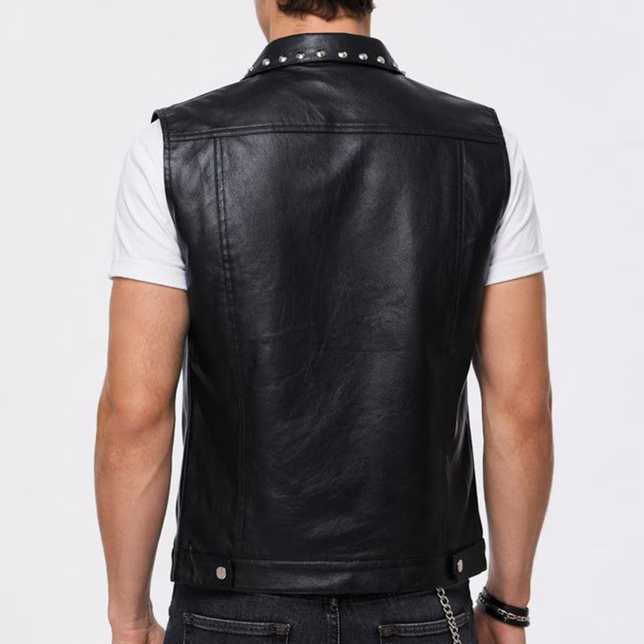 Punk-Rock-Biker-Weste aus Kunstleder mit Nieten, ärmellos - image 2