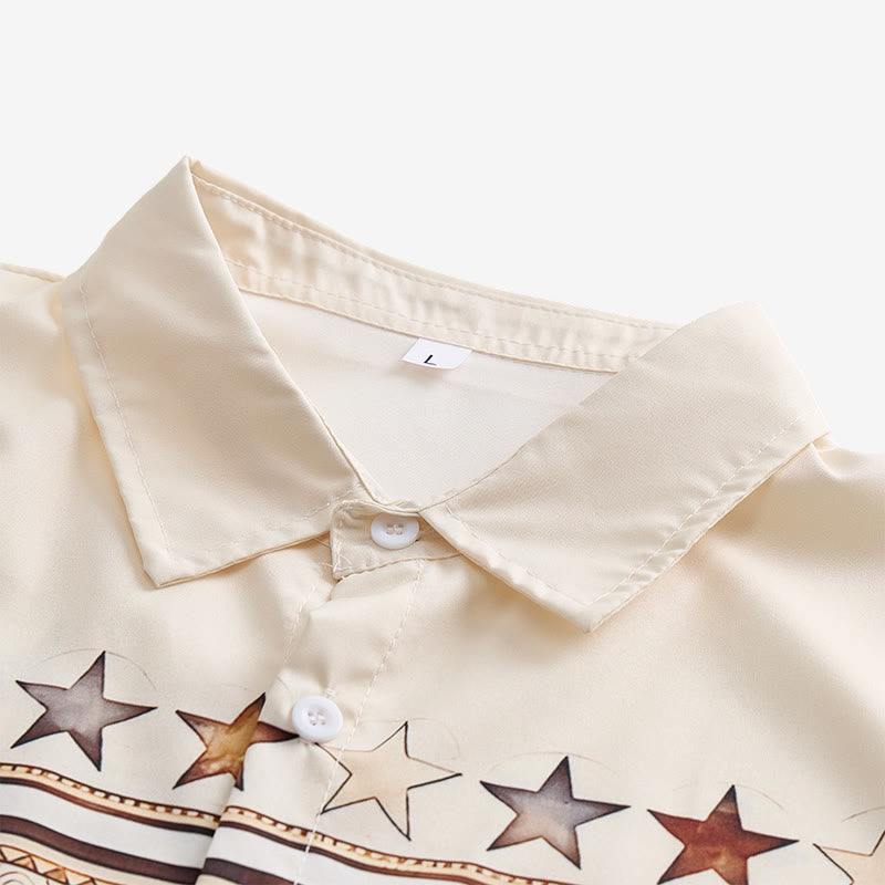 Herrenhemd mit Cowboy-Pferde-Silhouette in Braun und Creme - image 4