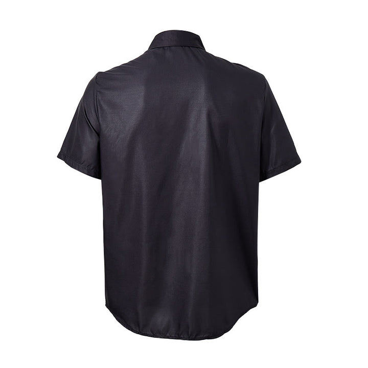 Schwarzes Sommerhemd für Herren mit aztekischem geometrischem Muster - image 9