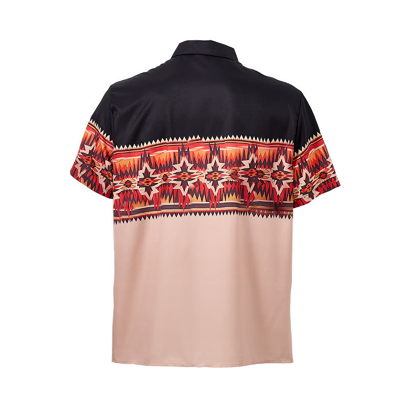 Herrenhemd im Western-Stil mit aztekischem Sternenmotiv in Schwarz und Beige - image 9
