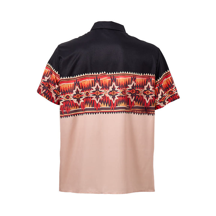 Herrenhemd im Western-Stil mit aztekischem Sternenmotiv in Schwarz und Beige - image 9