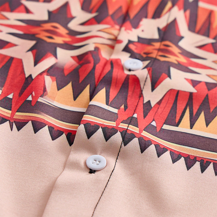 Herrenhemd im Western-Stil mit aztekischem Sternenmotiv in Schwarz und Beige - image 5
