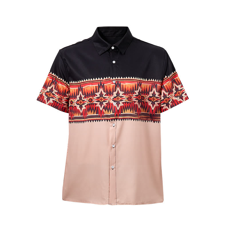 Herrenhemd im Western-Stil mit aztekischem Sternenmotiv in Schwarz und Beige - image 8