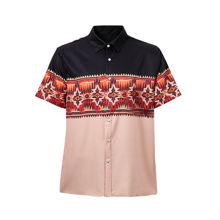Herrenhemd im Western-Stil mit aztekischem Sternenmotiv in Schwarz und Beige - image 8