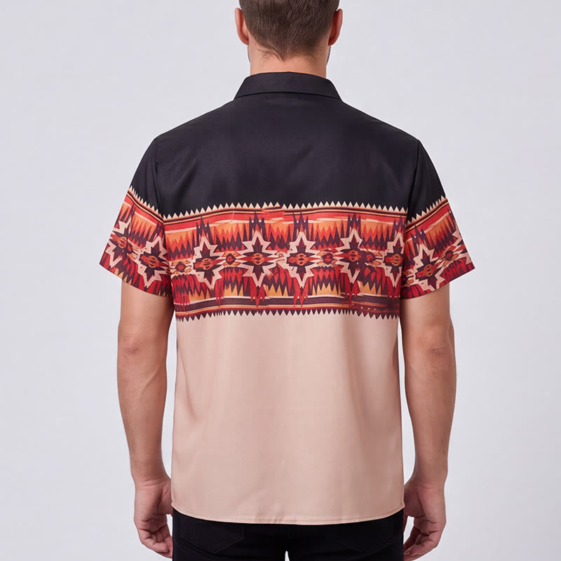 Herrenhemd im Western-Stil mit aztekischem Sternenmotiv in Schwarz und Beige - image 2