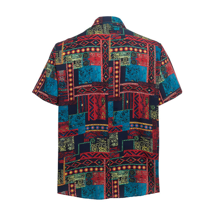 Ethnisch-bohemisches, mehrfarbiges Patchwork-Hemd - image 10