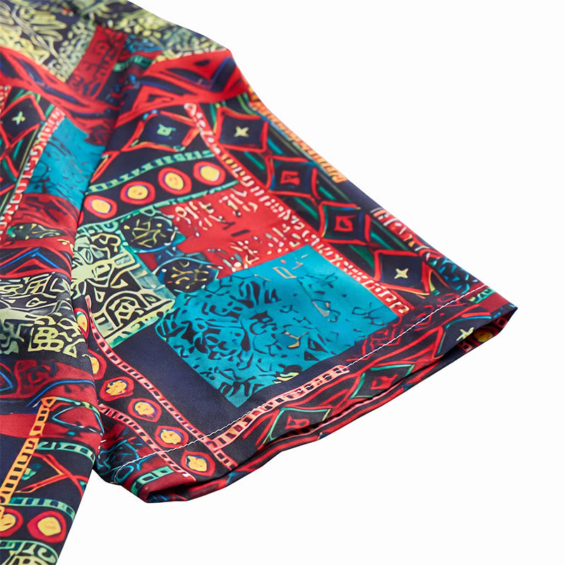 Ethnisch-bohemisches, mehrfarbiges Patchwork-Hemd - image 8