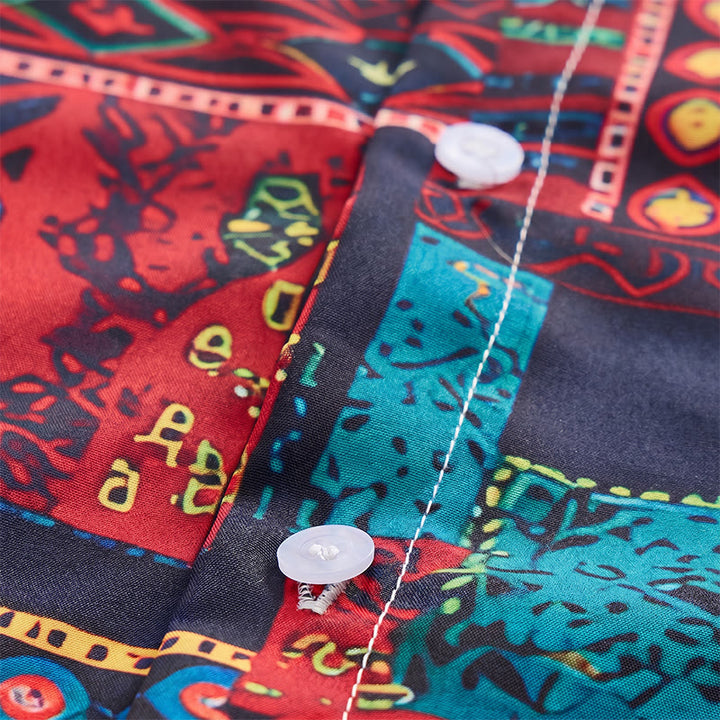 Ethnisch-bohemisches, mehrfarbiges Patchwork-Hemd - image 5