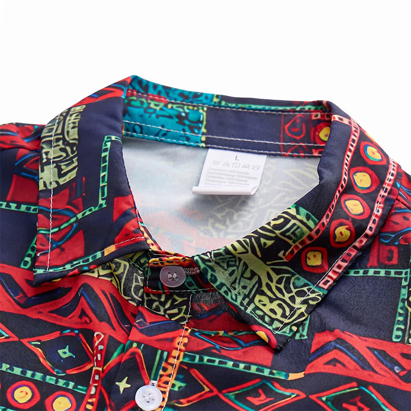 Ethnisch-bohemisches, mehrfarbiges Patchwork-Hemd - image 4