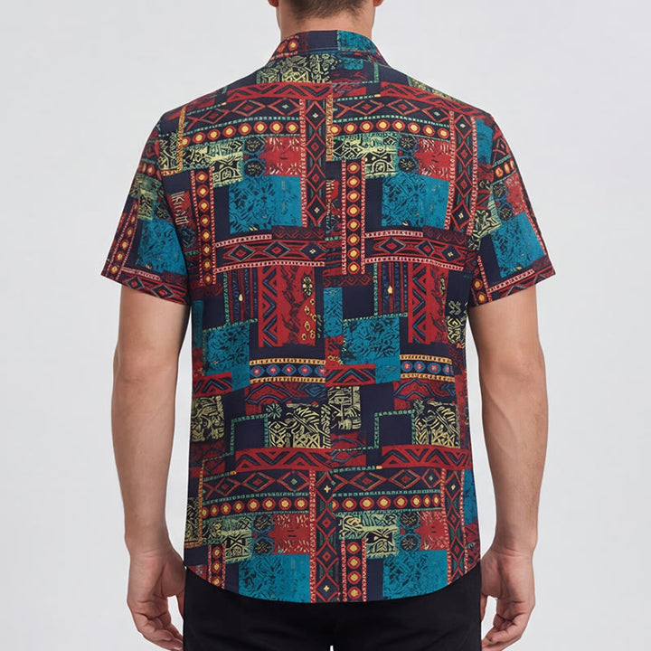 Ethnisch-bohemisches, mehrfarbiges Patchwork-Hemd - image 3