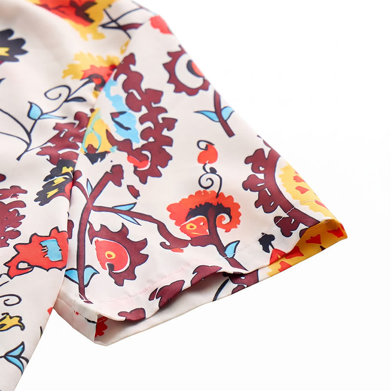 Retro-Boho-Hemd mit rotem und gelbem Mandala-Blumenmuster - image 8