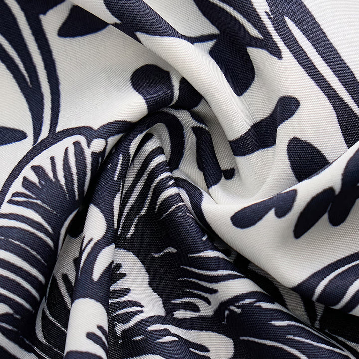 Minimalistisches marineblaues Sommerhemd mit Blumenmuster und Knopfleiste - image 6