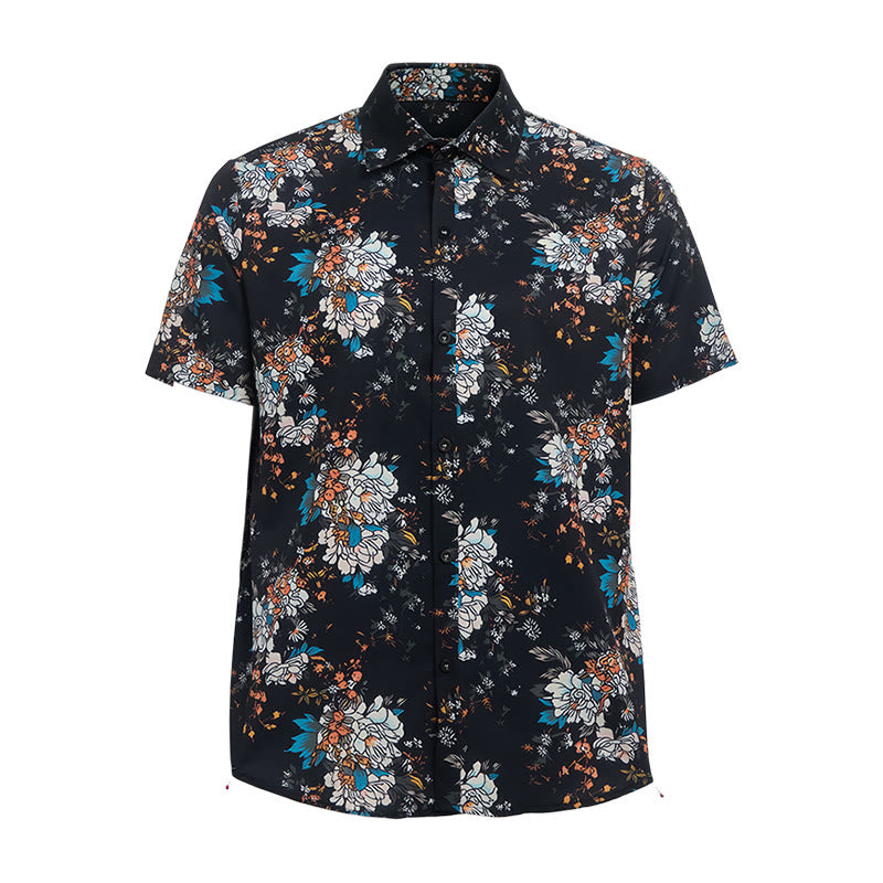 Kurzarm-Hawaiihemd mit dunklem, romantischem Blumenmuster - image 9