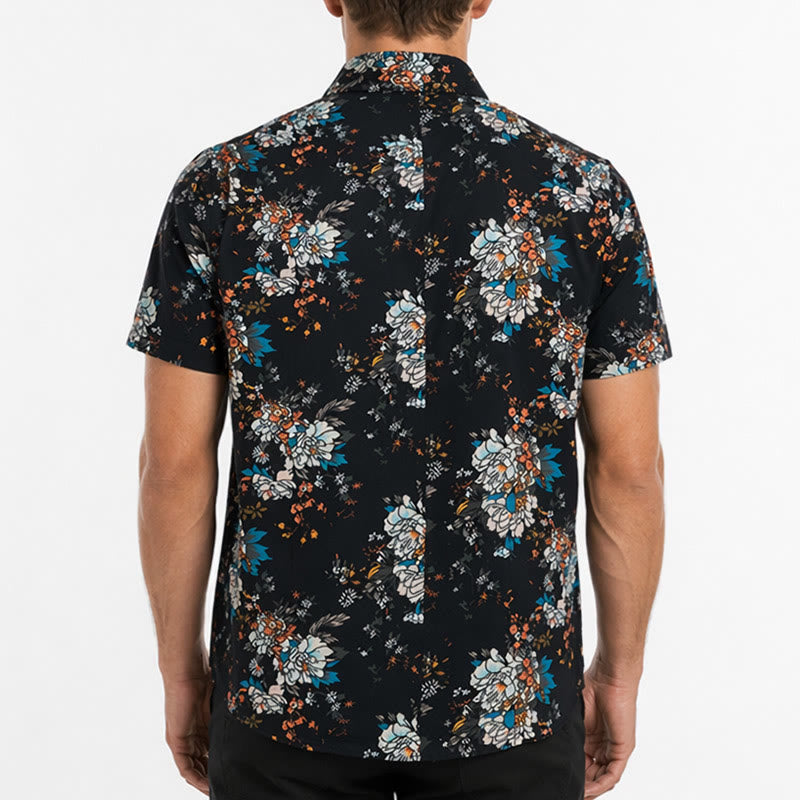 Kurzarm-Hawaiihemd mit dunklem, romantischem Blumenmuster - image 2