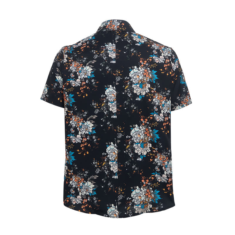 Kurzarm-Hawaiihemd mit dunklem, romantischem Blumenmuster - image 10