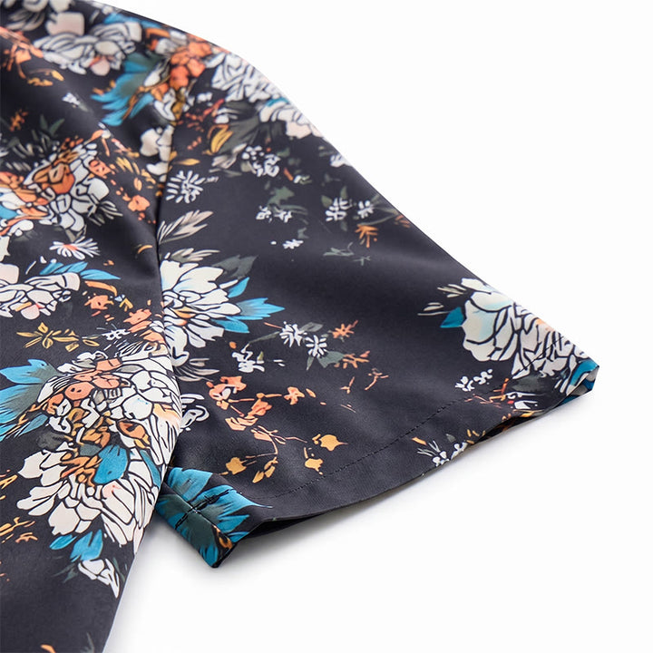 Kurzarm-Hawaiihemd mit dunklem, romantischem Blumenmuster - image 8