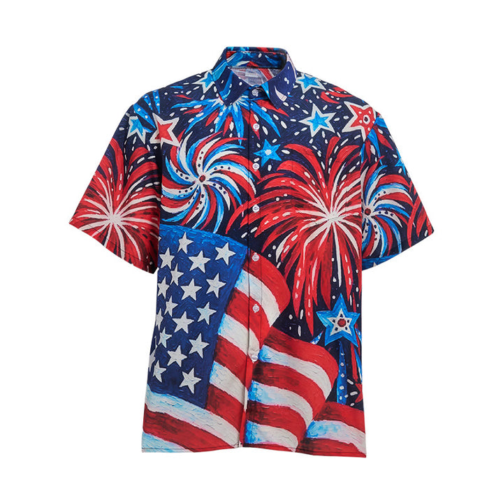 Patriotisches Sommerhemd mit amerikanischer Flagge und Feuerwerksmotiv - image 9