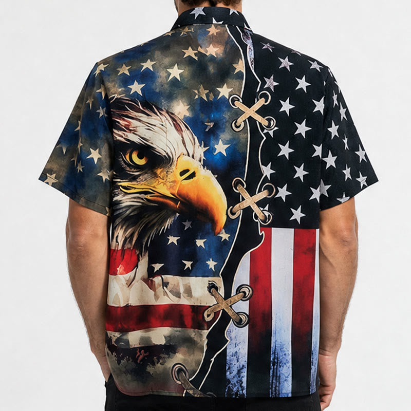 Patriotisches Hemd mit Adler- und amerikanischem Flaggenmotiv im Split-Design - image 2