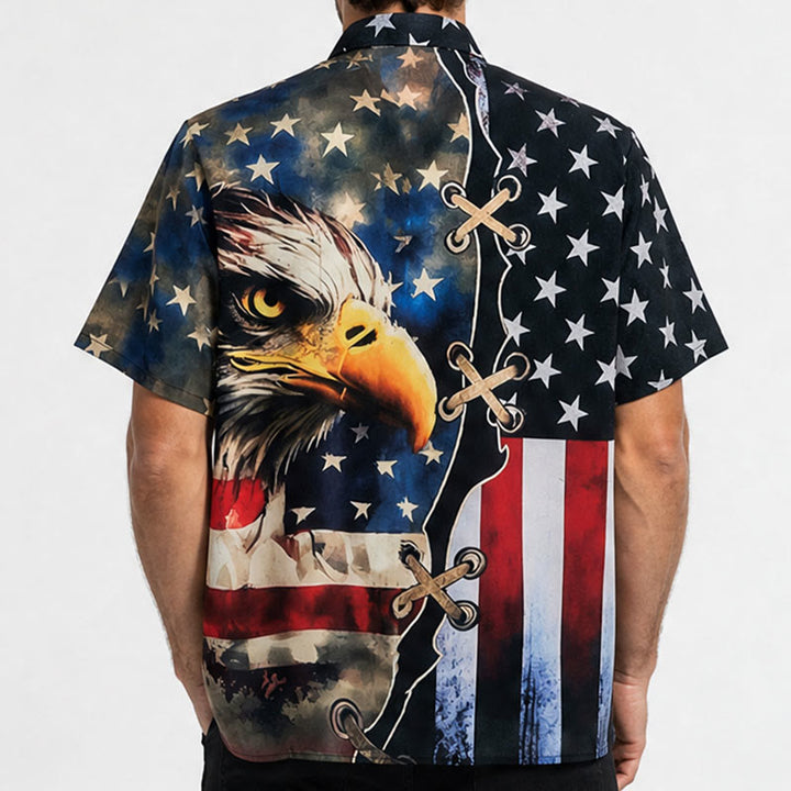 Patriotisches Hemd mit Adler- und amerikanischem Flaggenmotiv im Split-Design - image 2