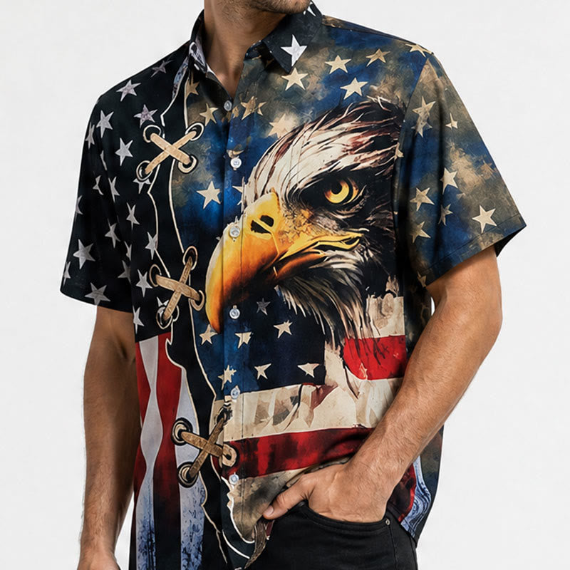 Patriotisches Hemd mit Adler- und amerikanischem Flaggenmotiv im Split-Design - image 3