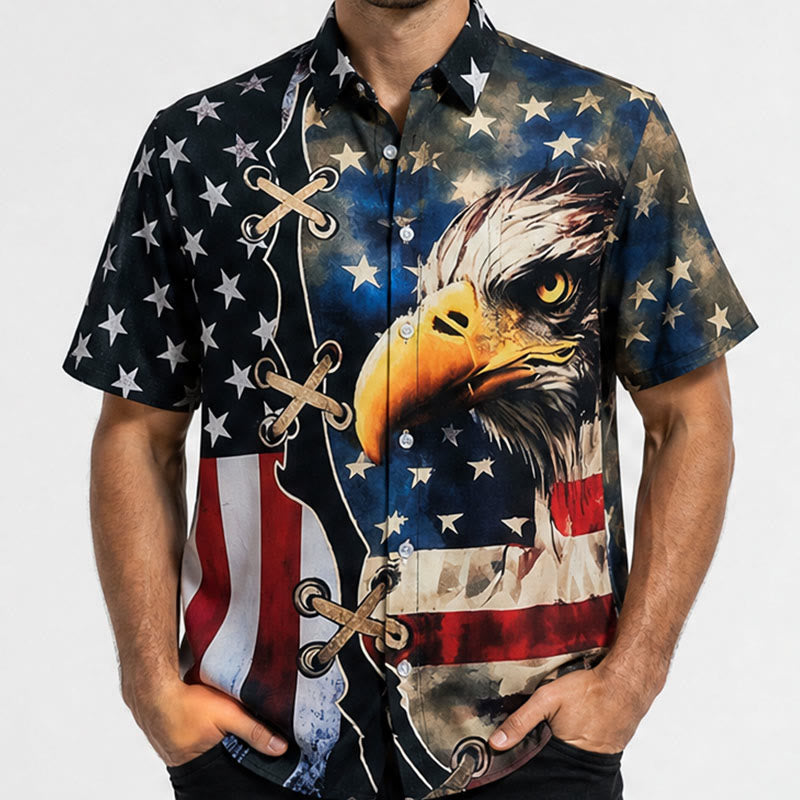 Patriotisches Hemd mit Adler- und amerikanischem Flaggenmotiv im Split-Design - image 1