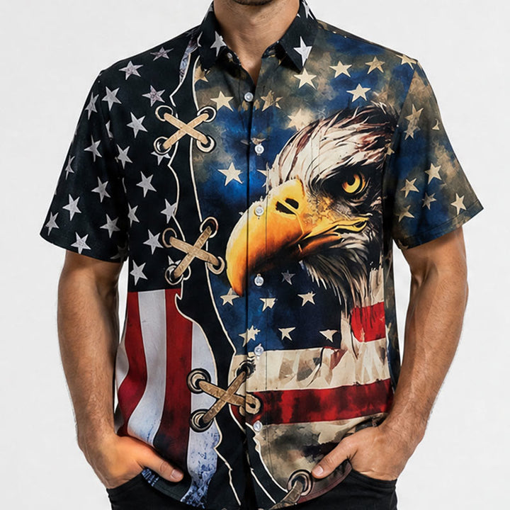 Patriotisches Hemd mit Adler- und amerikanischem Flaggenmotiv im Split-Design - image 1