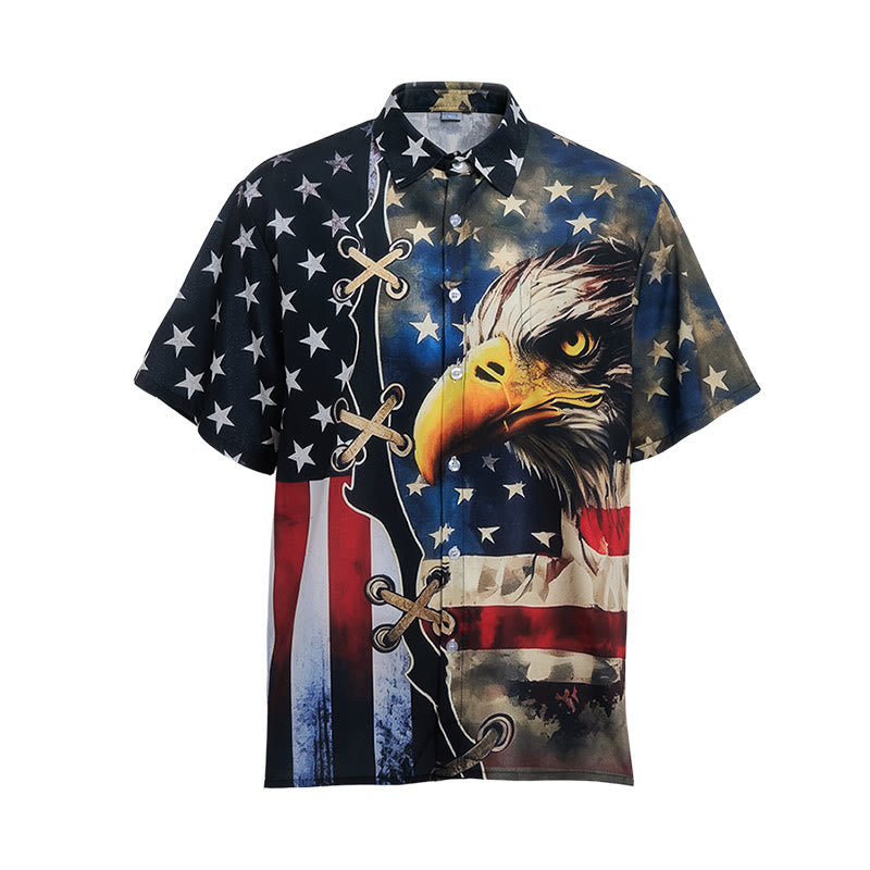 Patriotisches Hemd mit Adler- und amerikanischem Flaggenmotiv im Split-Design - image 8