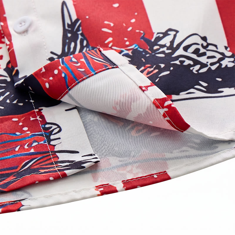 Patriotisches Tropenstrand-Shirt mit amerikanischer Flagge und Palmenmotiv - image 7