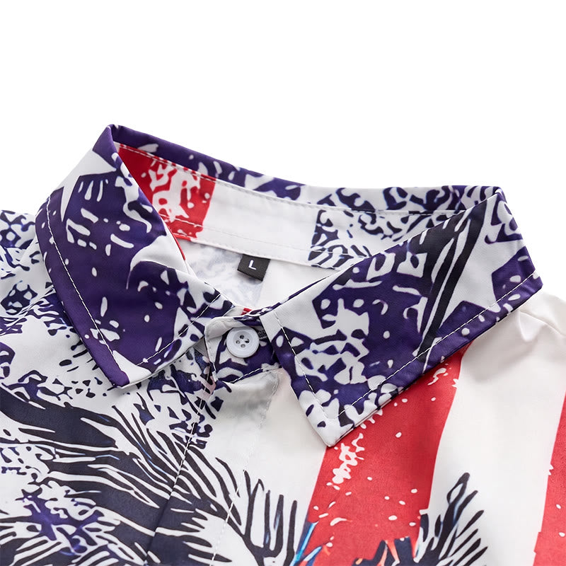 Patriotisches Tropenstrand-Shirt mit amerikanischer Flagge und Palmenmotiv - image 4