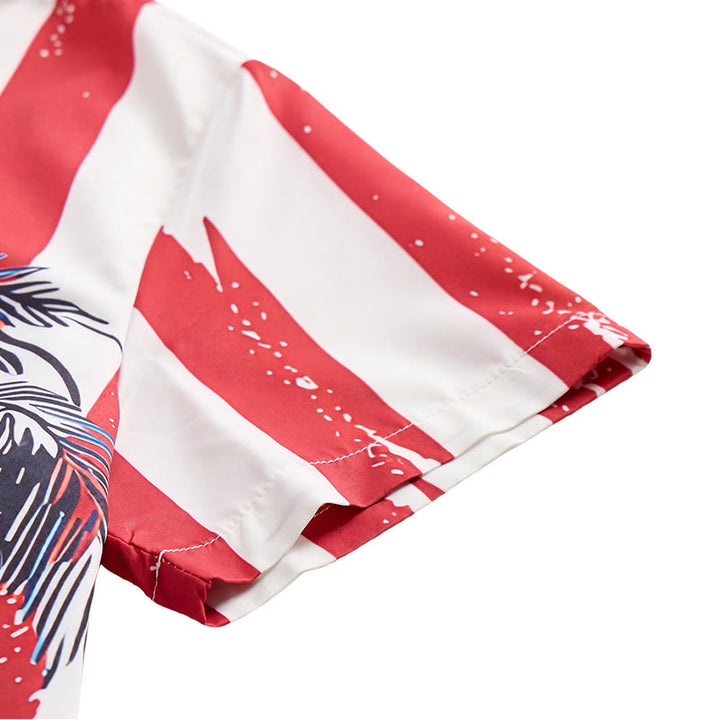 Patriotisches Tropenstrand-Shirt mit amerikanischer Flagge und Palmenmotiv - image 8