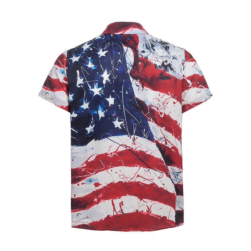 Modernes patriotisches T-Shirt mit künstlerischem Pinselstrich-Print der USA-Flagge - image 10
