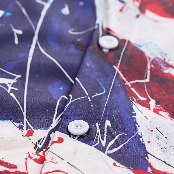 Modernes patriotisches T-Shirt mit künstlerischem Pinselstrich-Print der USA-Flagge - image 5