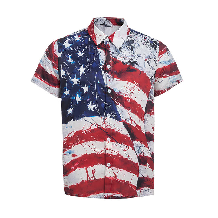 Modernes patriotisches T-Shirt mit künstlerischem Pinselstrich-Print der USA-Flagge - image 9