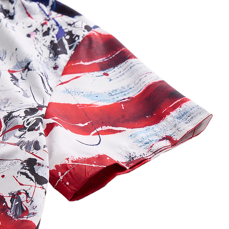 Modernes patriotisches T-Shirt mit künstlerischem Pinselstrich-Print der USA-Flagge - image 8