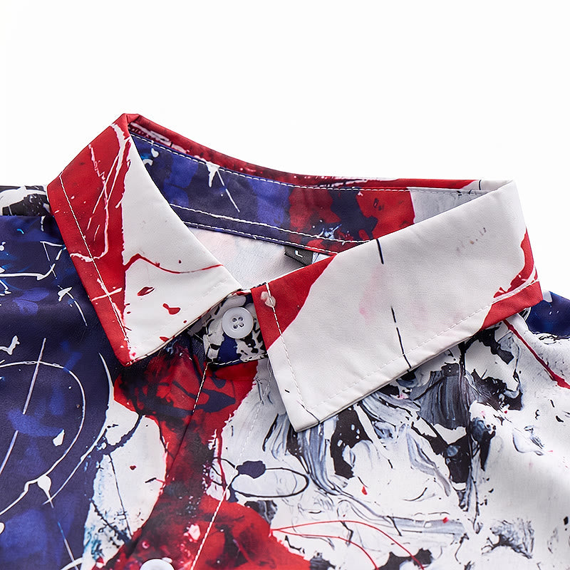 Modernes patriotisches T-Shirt mit künstlerischem Pinselstrich-Print der USA-Flagge - image 4