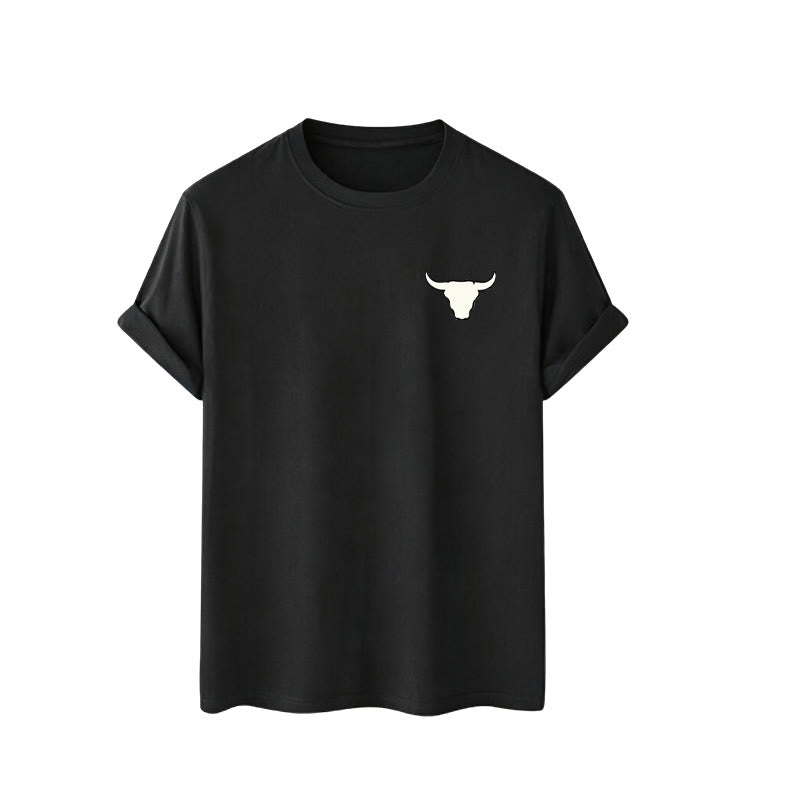 Patriotisches Western-T-Shirt mit amerikanischer Flagge und Stierschädelmotiv - image 5