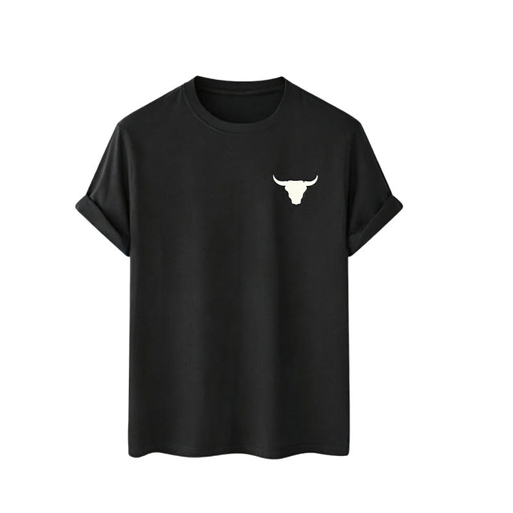 Patriotisches Western-T-Shirt mit amerikanischer Flagge und Stierschädelmotiv - image 5