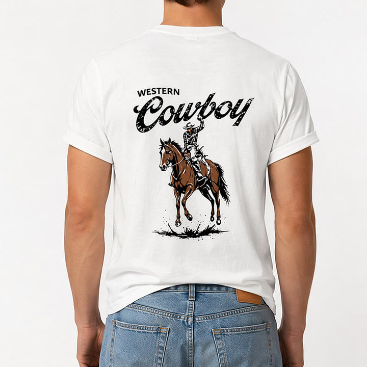 Lässiges Sommer-T-Shirt mit Retro-Reiterprint - image 2