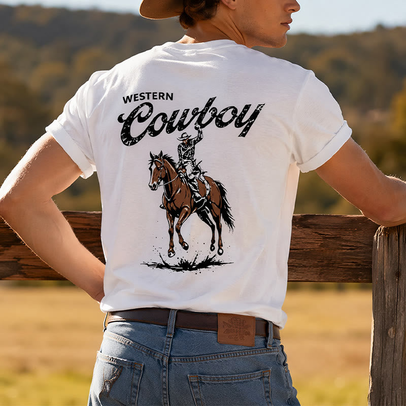 Lässiges Sommer-T-Shirt mit Retro-Reiterprint - image 0