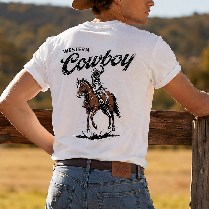 Lässiges Sommer-T-Shirt mit Retro-Reiterprint - image 0