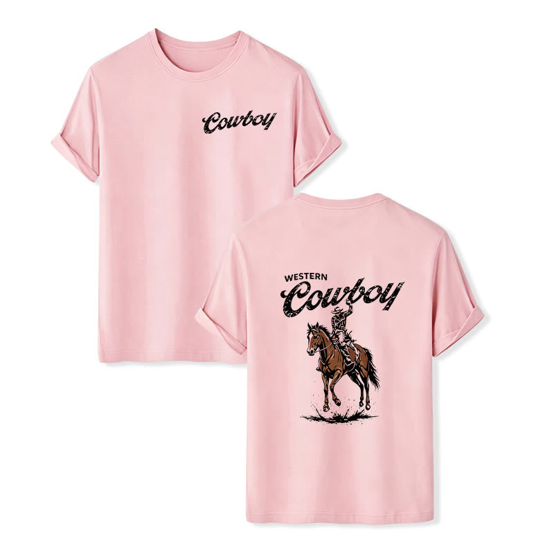 Lässiges Sommer-T-Shirt mit Retro-Reiterprint - Rosa - 2XL - image 7
