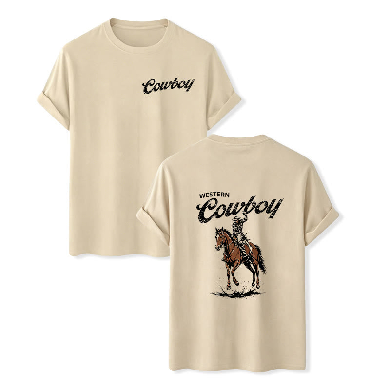 Lässiges Sommer-T-Shirt mit Retro-Reiterprint - Beige - 2XL - image 11