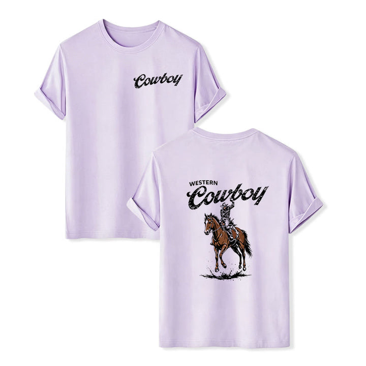 Lässiges Sommer-T-Shirt mit Retro-Reiterprint - Violett - 2XL - image 12