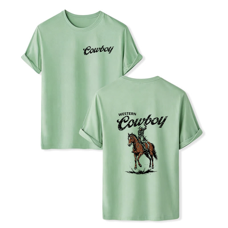 Lässiges Sommer-T-Shirt mit Retro-Reiterprint - Grün - 2XL - image 10