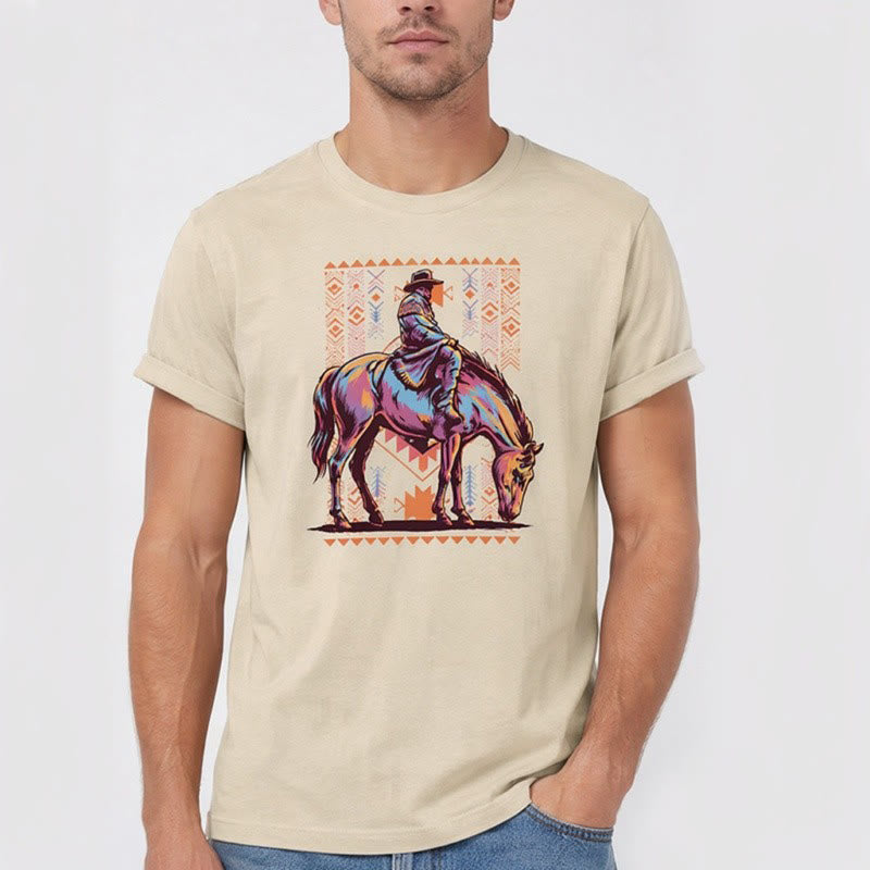 Buntes Western-T-Shirt mit aztekischem Reiter-Kunstdruck - image 2