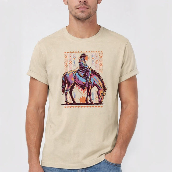 Buntes Western-T-Shirt mit aztekischem Reiter-Kunstdruck - image 2