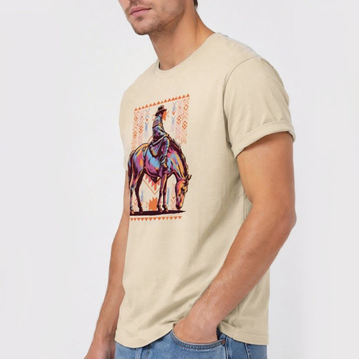 Buntes Western-T-Shirt mit aztekischem Reiter-Kunstdruck - image 4