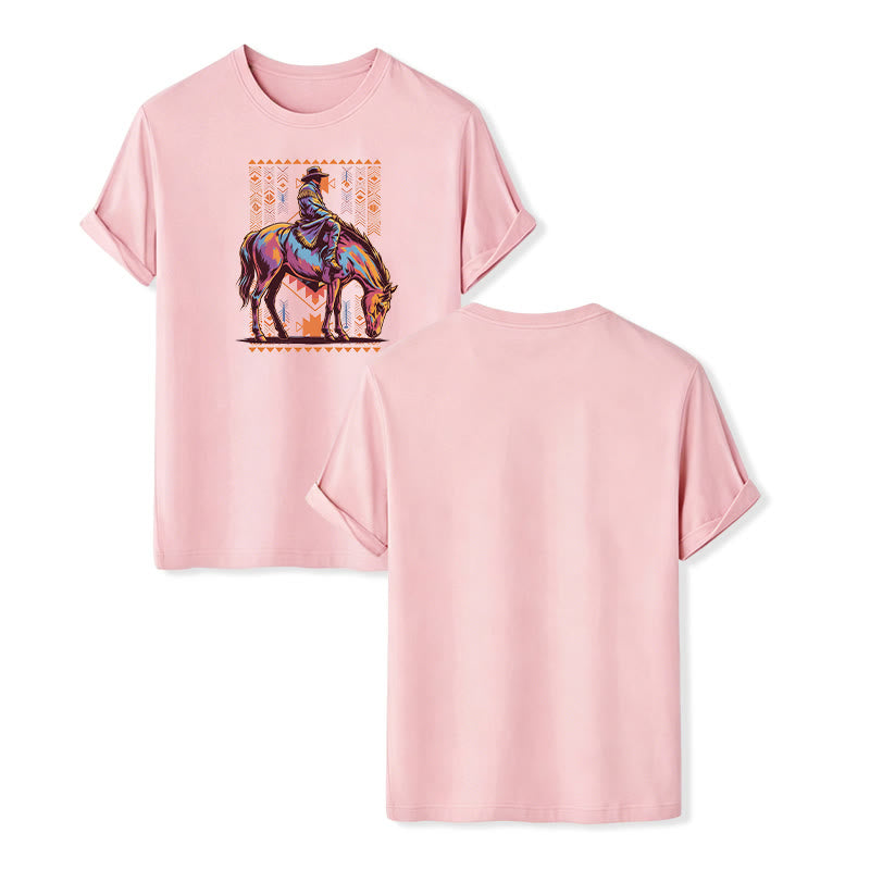Buntes Western-T-Shirt mit aztekischem Reiter-Kunstdruck - Rosa - 2XL - image 8