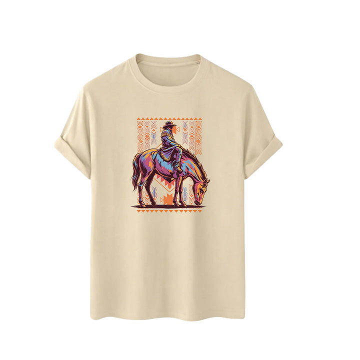 Buntes Western-T-Shirt mit aztekischem Reiter-Kunstdruck - image 5